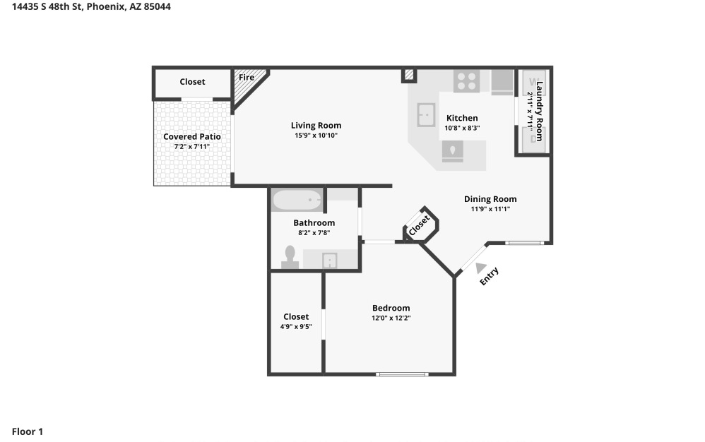 Whitesand - 1 bedroom floor plan layout with 1 bathroom and 728 square feet (Image 2)